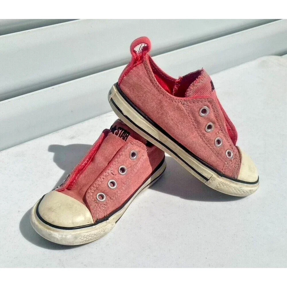 Girl's Converse All Star Simple Slip On Toddler Sz 8 Athletic Pink No Lace Shoes